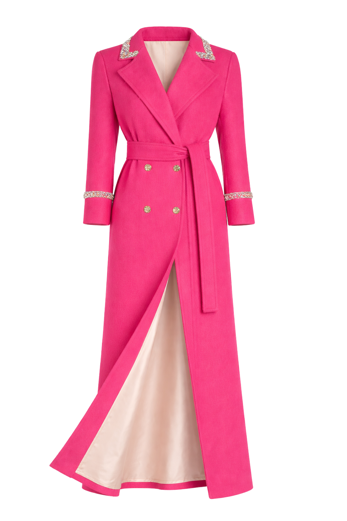 Knightsbridge Cashmere Embellished Hot Pink Coat