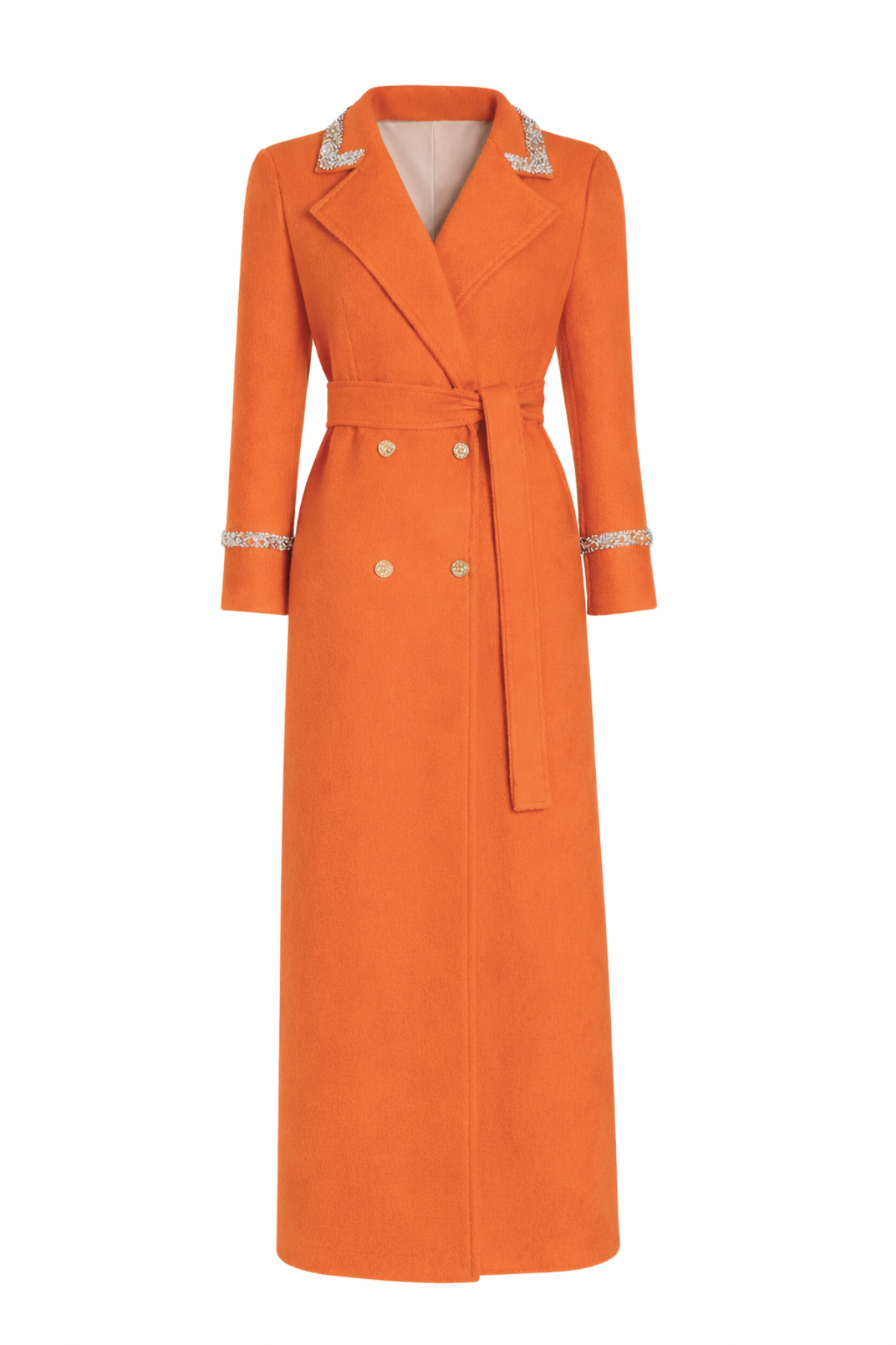 Knightsbridge Cashmere Embellished Sunset Orange Coat