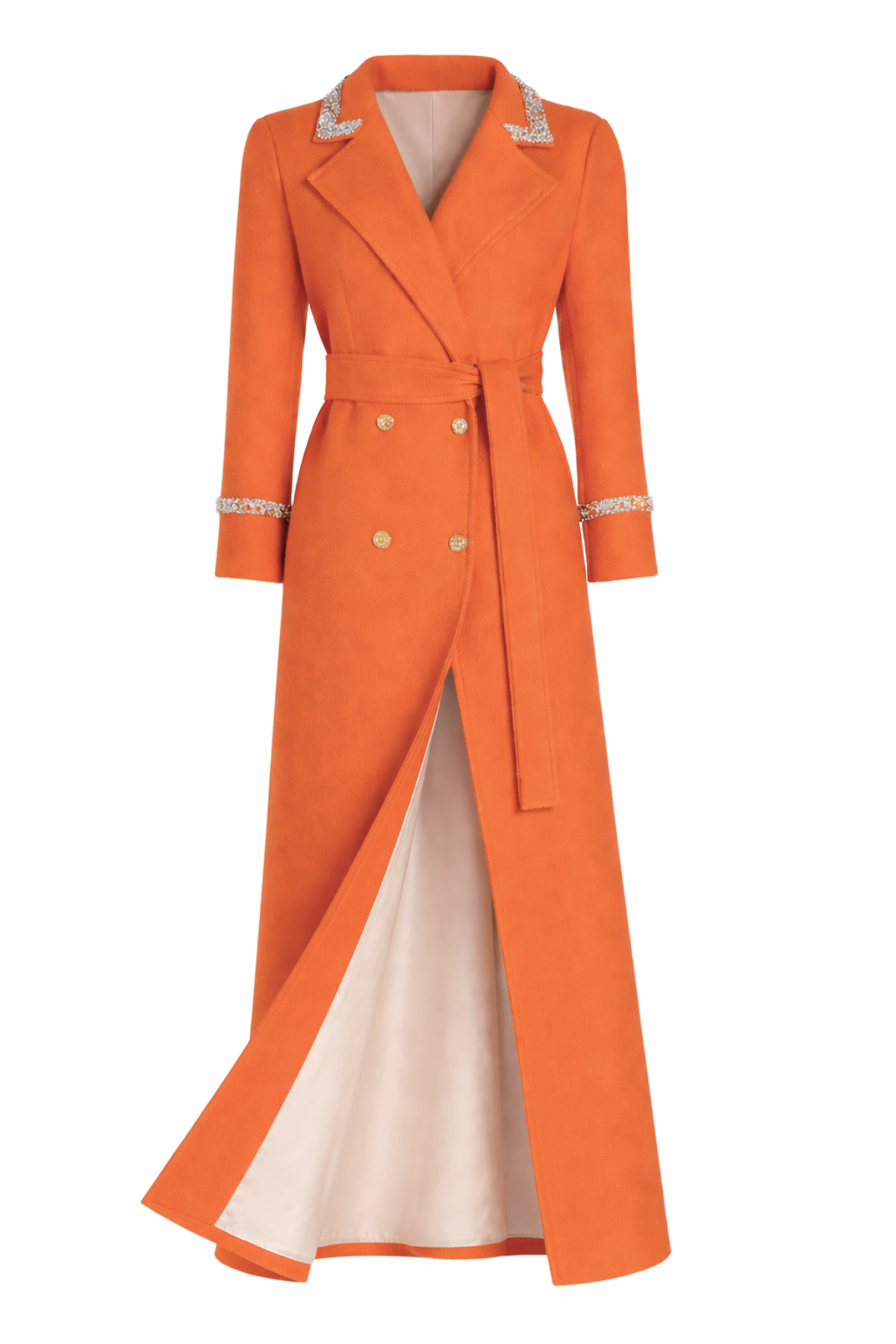 Knightsbridge Cashmere Embellished Sunset Orange Coat