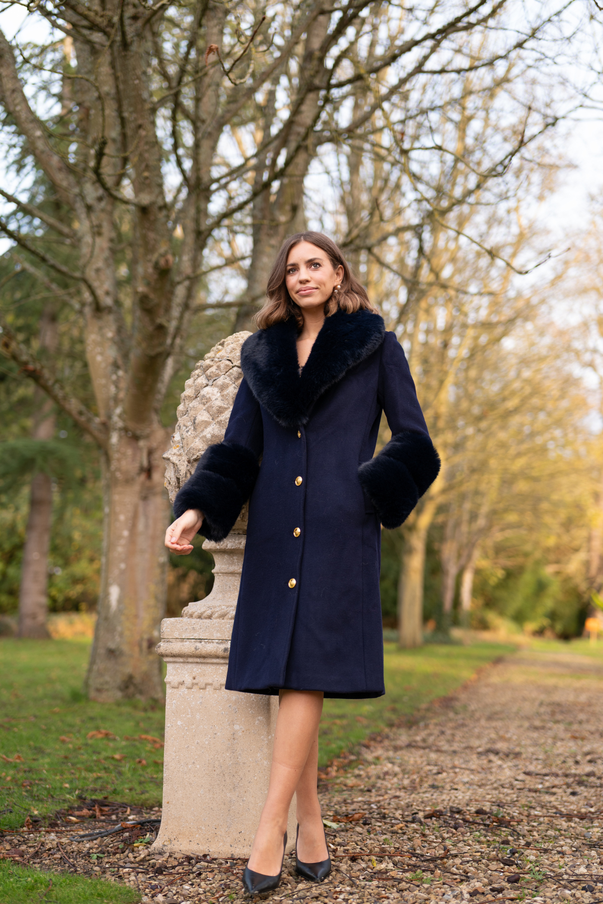 Huntley Cashmere Coat Navy