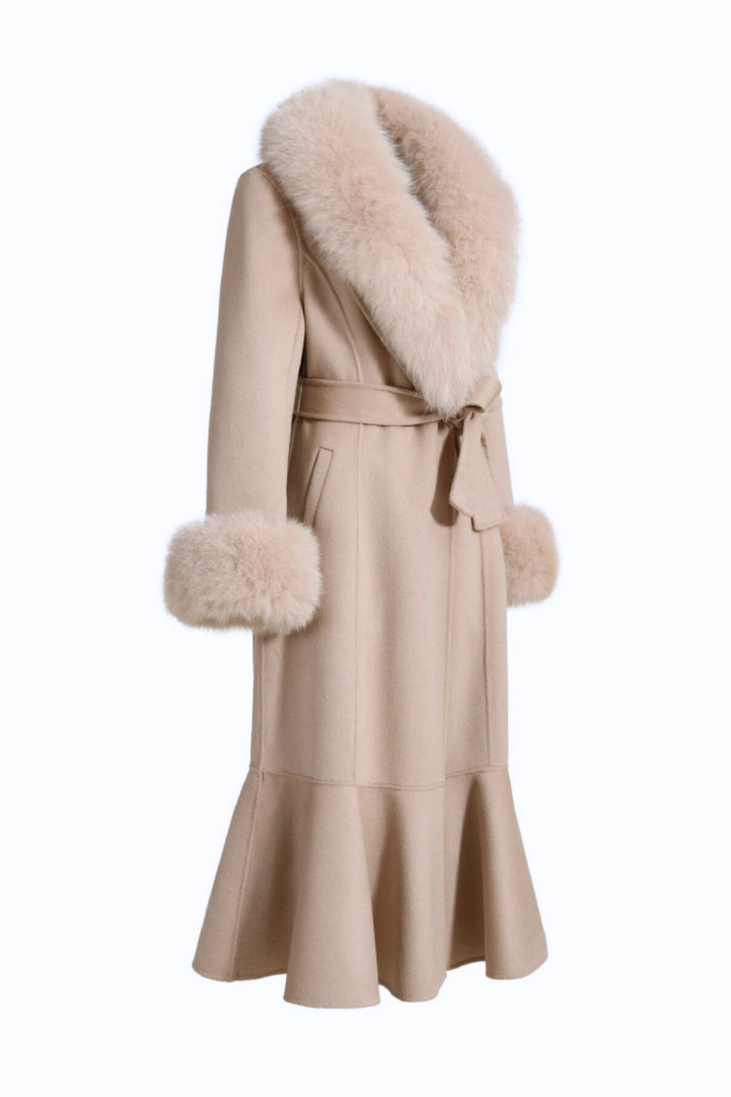 Westminster Cashmere Peplum Coat Beige