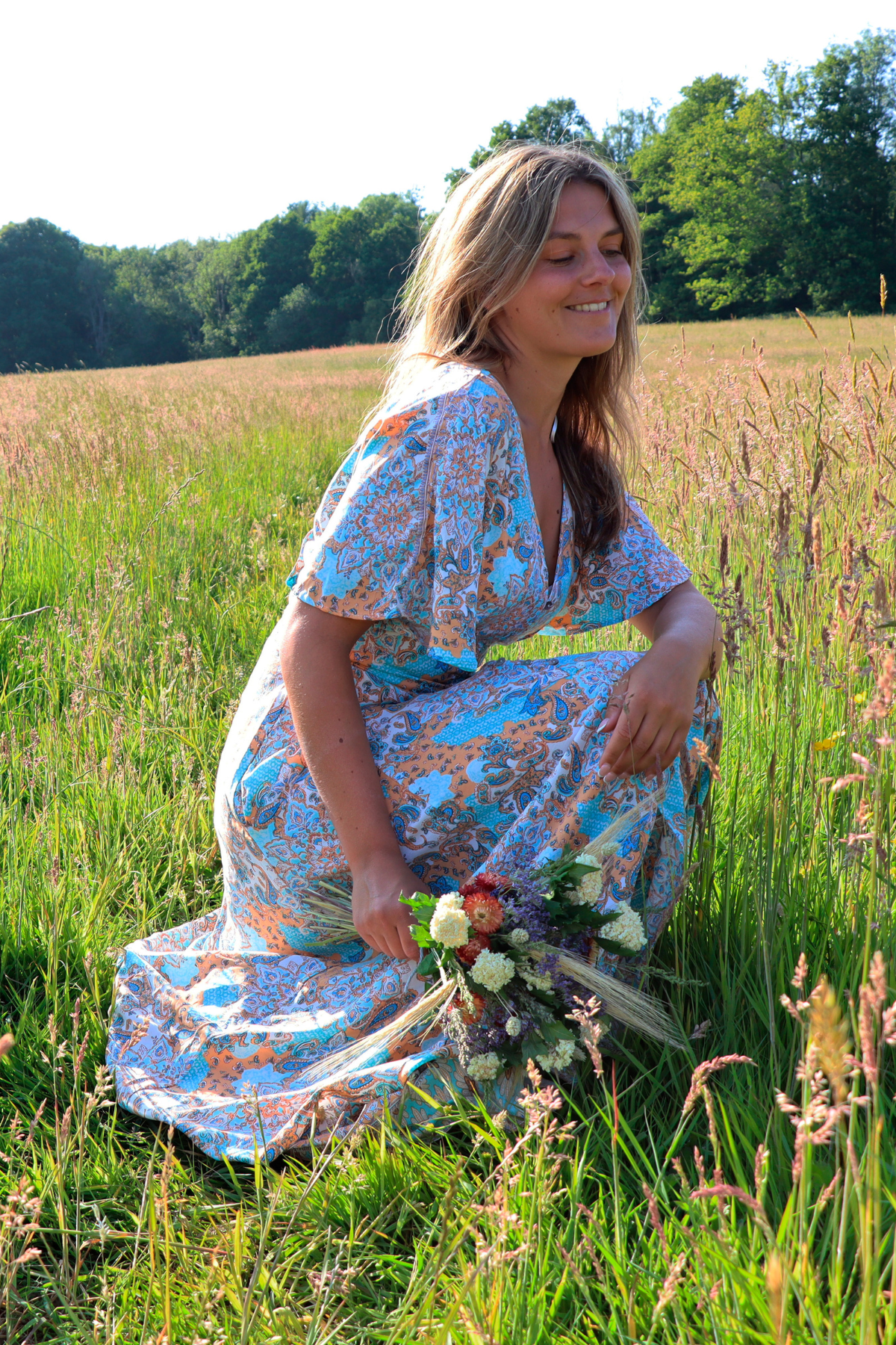 Paisley Long Dress Blue