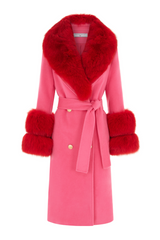 SAMPLE Belgravia Cashmere Coat Hot Pink Size 10, 12, 16, 18