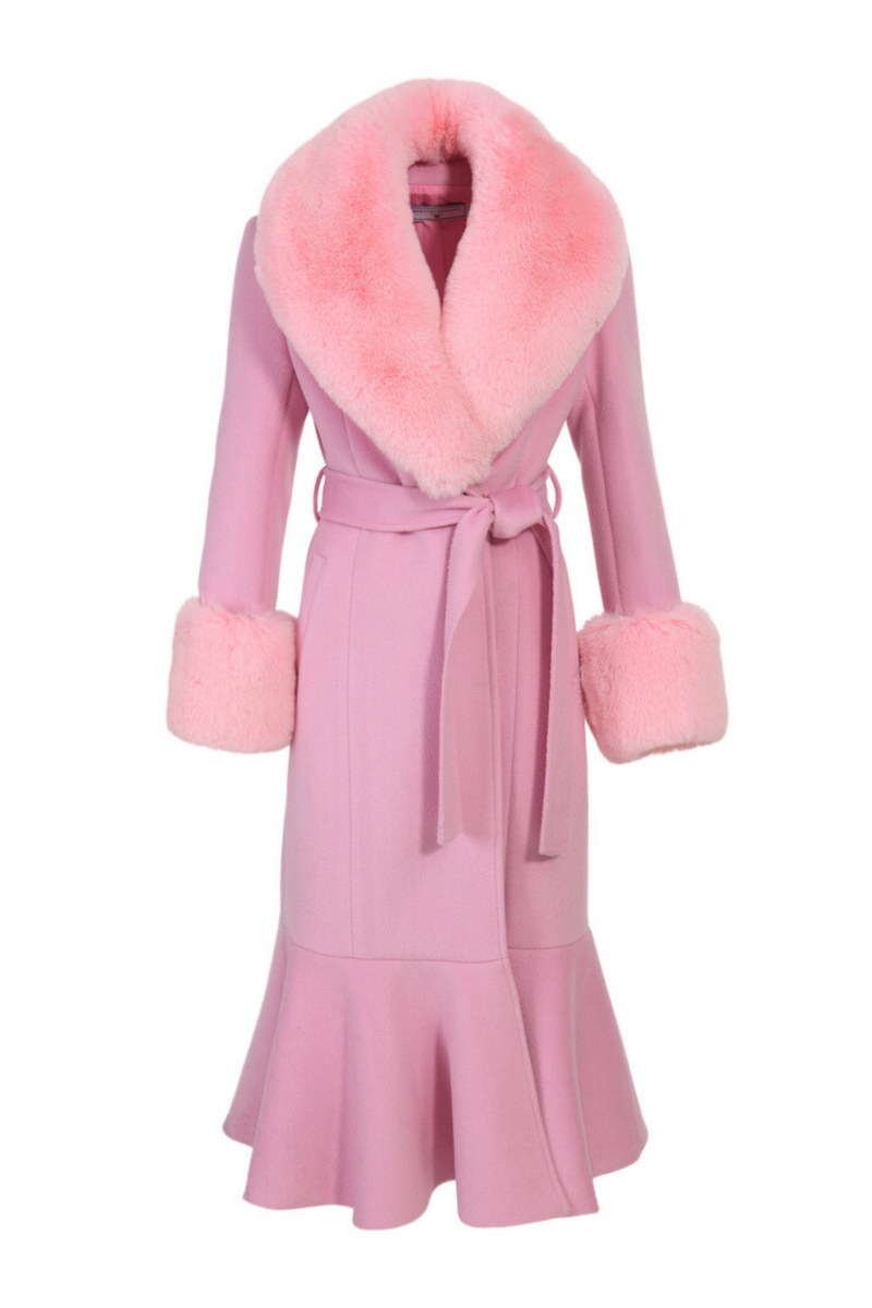 Westminster Cashmere Peplum Coat Baby Pink