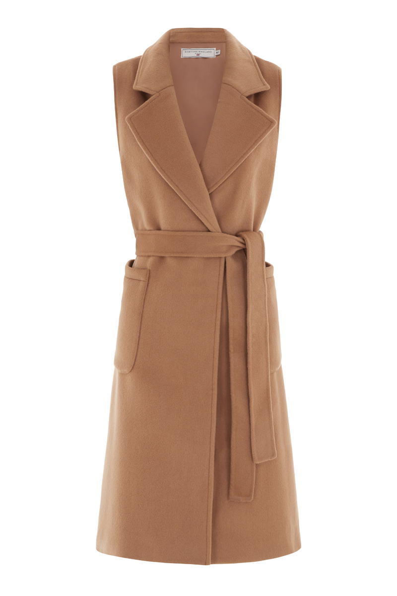 Sleeveless wool coat sales