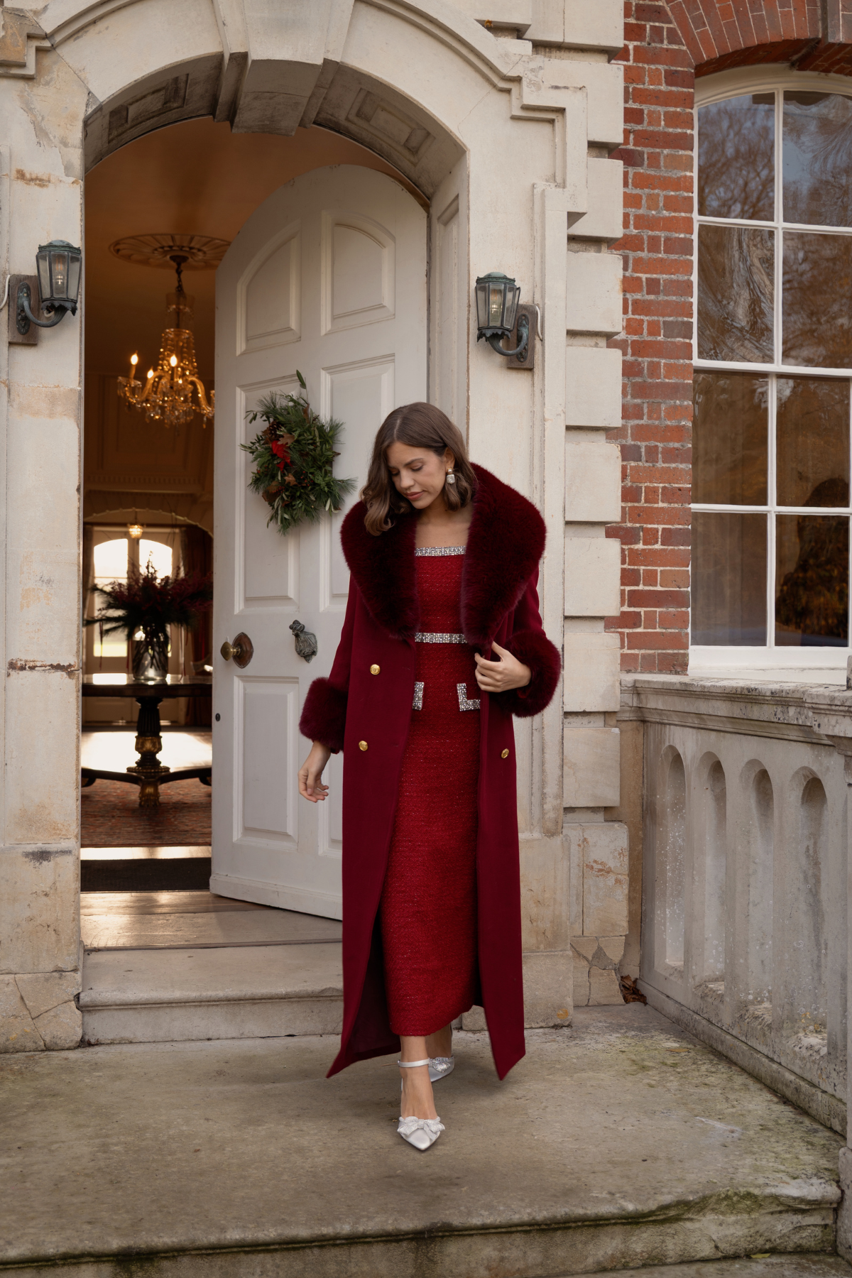 Richmond Cashmere Coat Burgundy