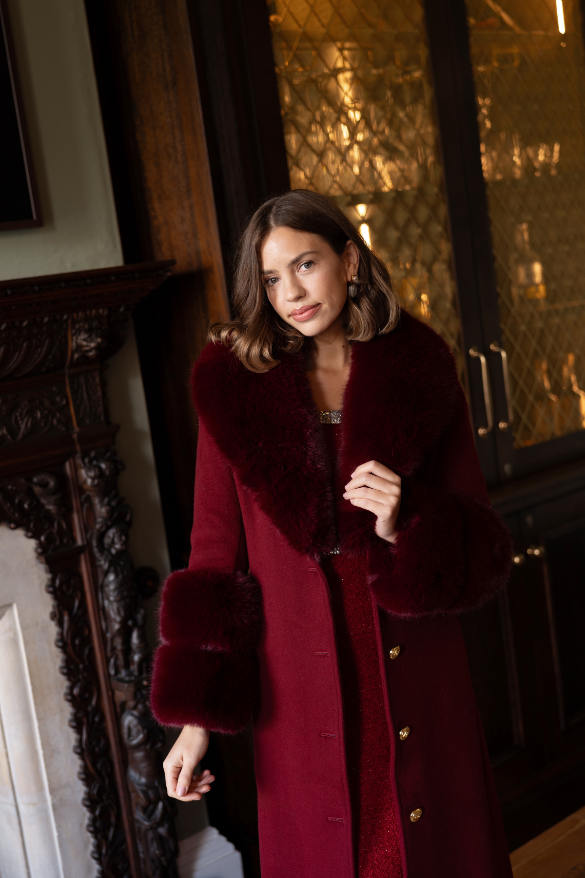 Huntington Cashmere Coat Burgundy