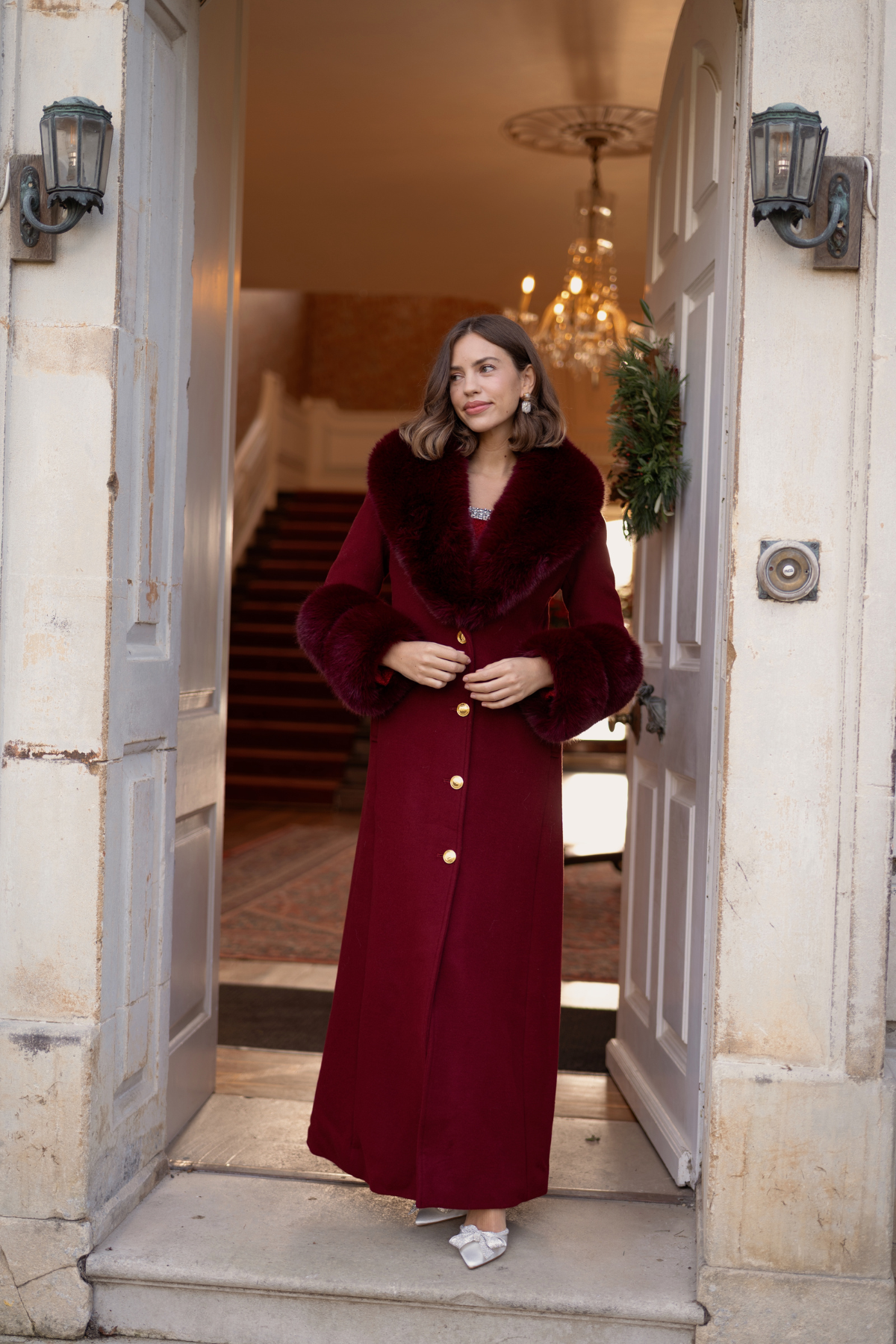 Huntington Cashmere Coat Burgundy