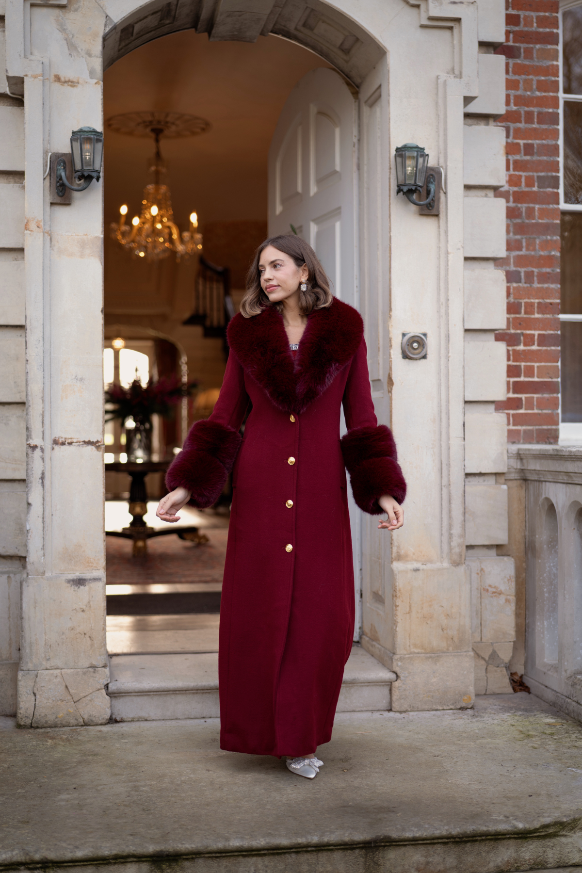 Huntington Cashmere Coat Burgundy