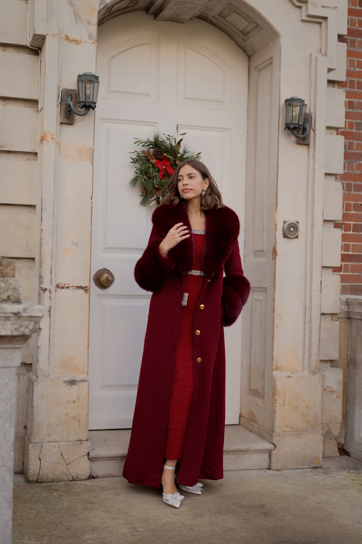 Huntington Cashmere Coat Burgundy
