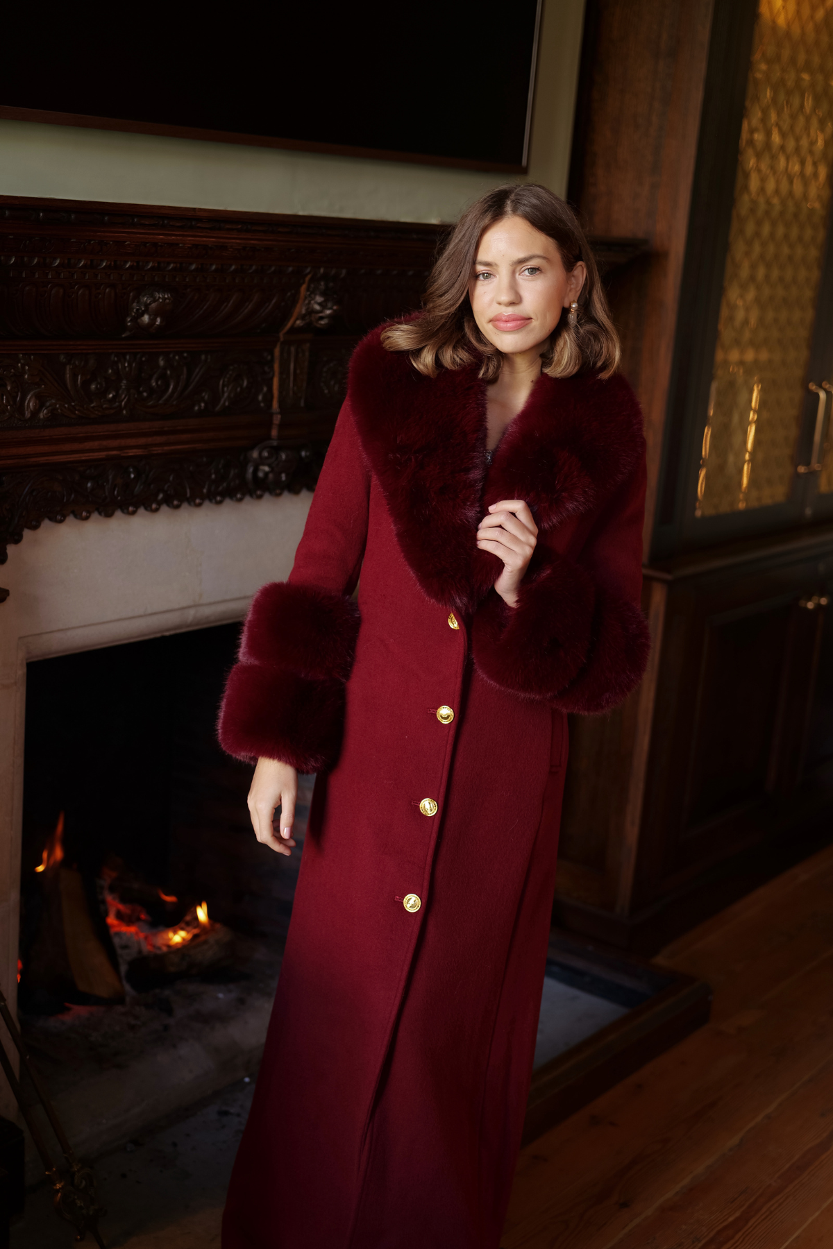 Huntington Cashmere Coat Burgundy