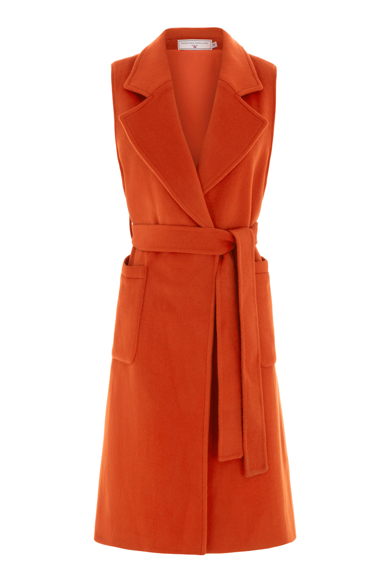 The Knightsbridge Sleeveless Coat Sunset Orange