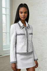 Boucle Tailored Skirt White