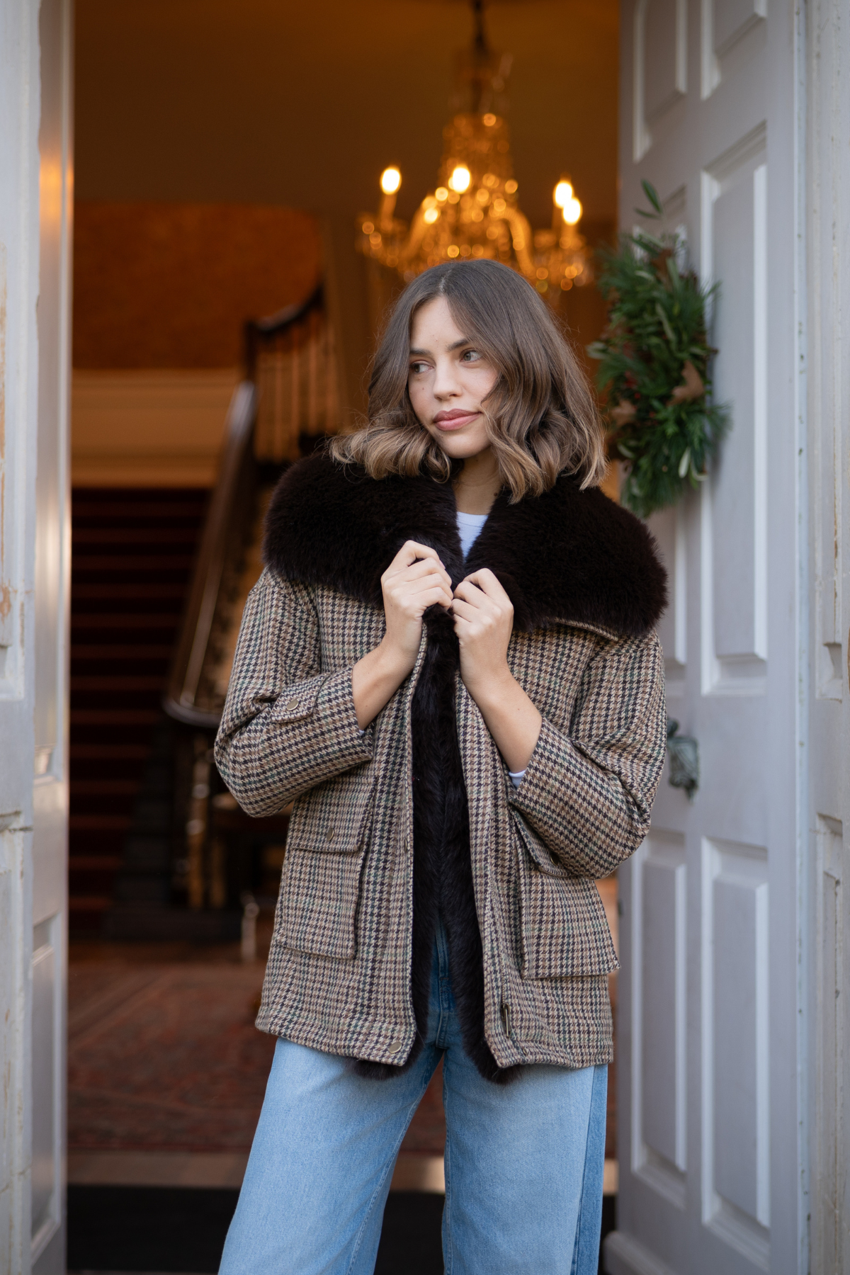Ashford Tweed Faux Fur Jacket