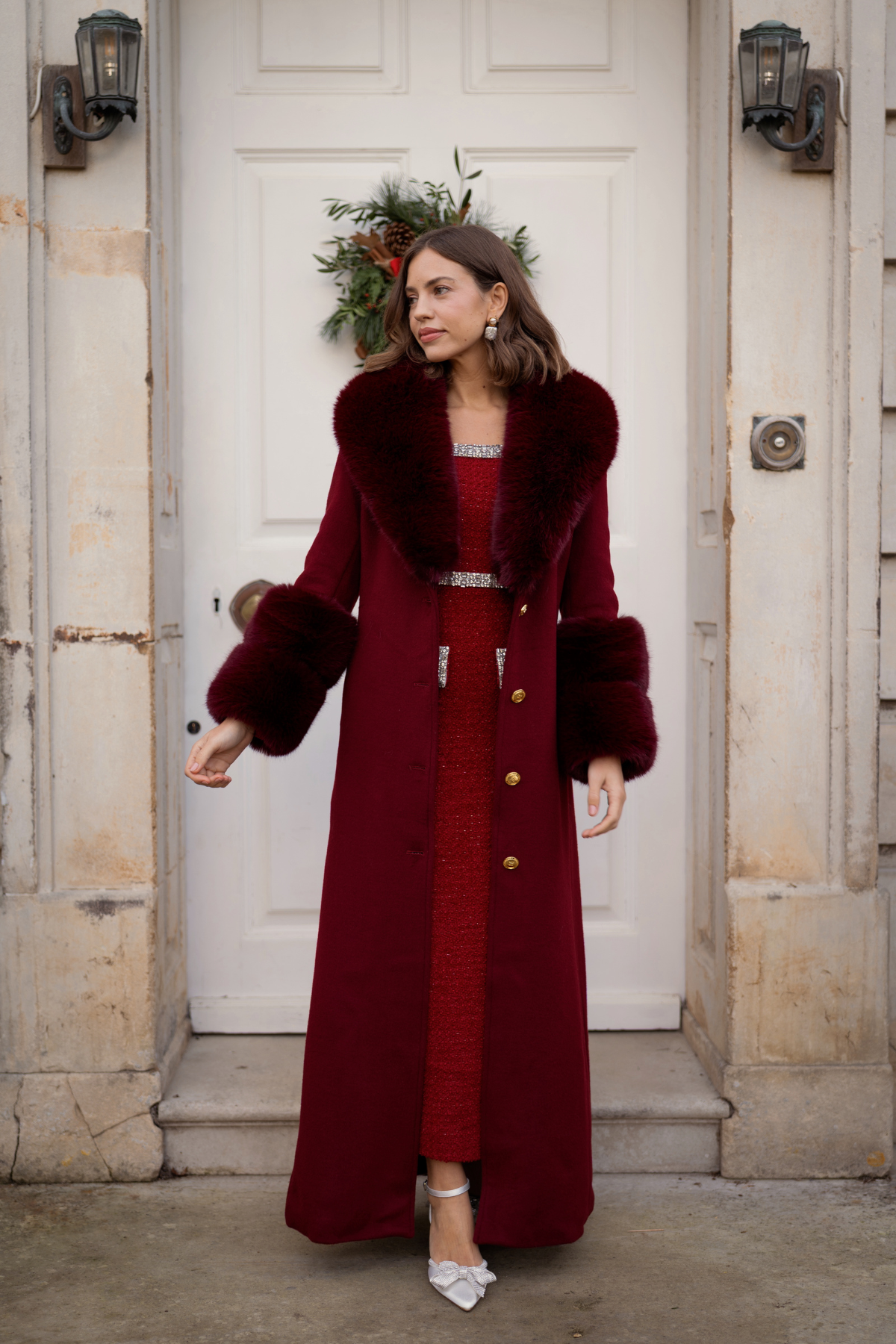 Huntington Cashmere Coat Burgundy