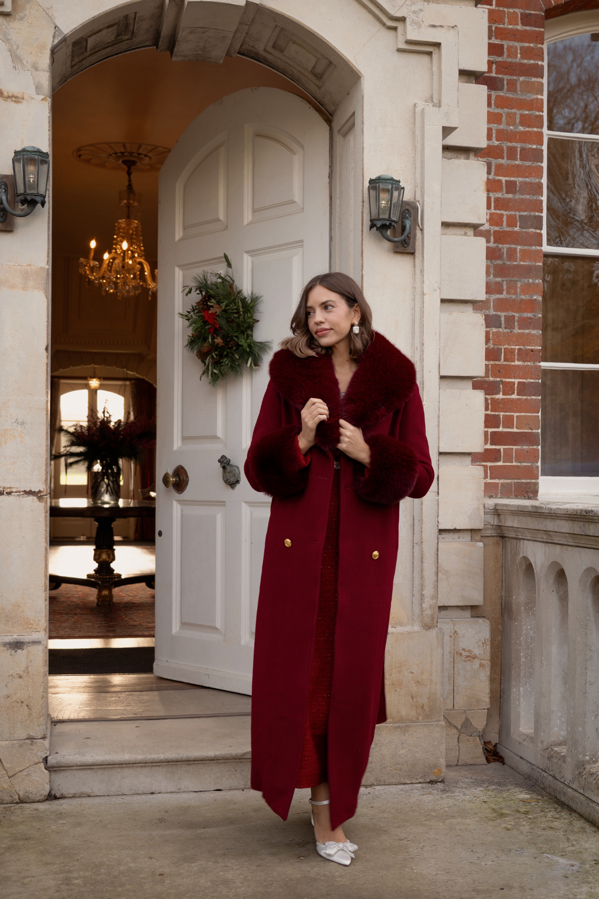 Richmond Cashmere Coat Burgundy