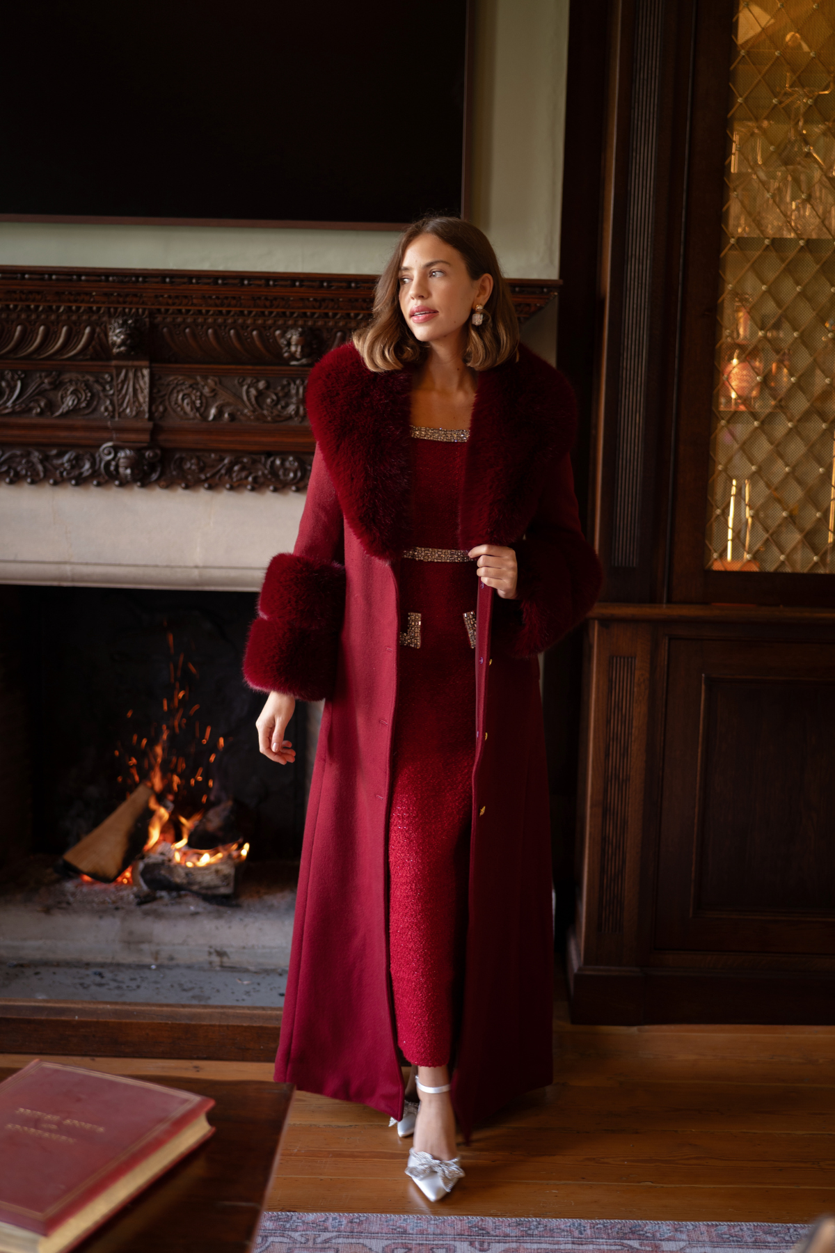 Huntington Cashmere Coat Burgundy