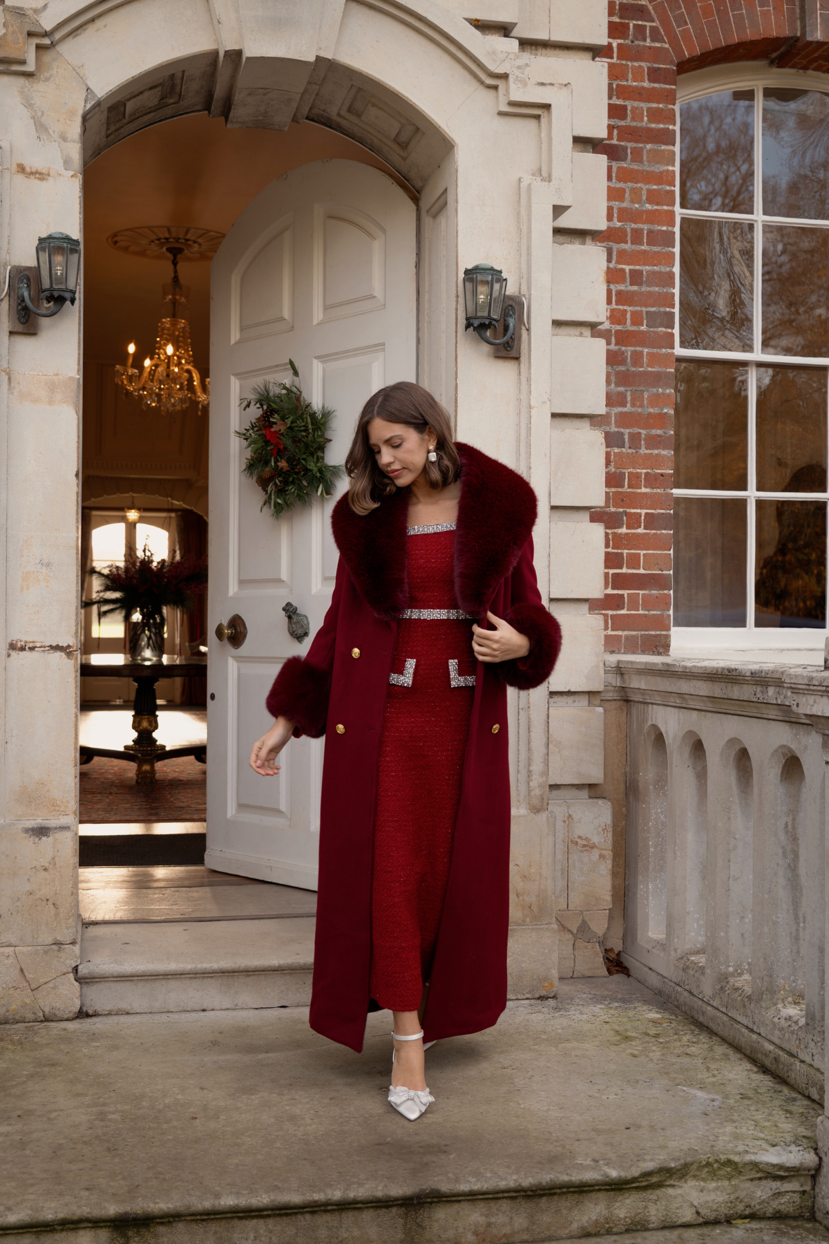 Richmond Cashmere Coat Burgundy