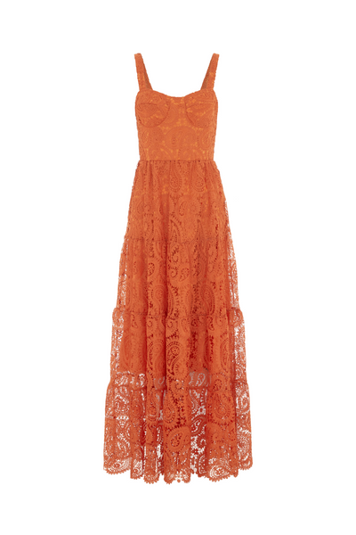 The Monaco Lace Maxi Dress Sunset Orange