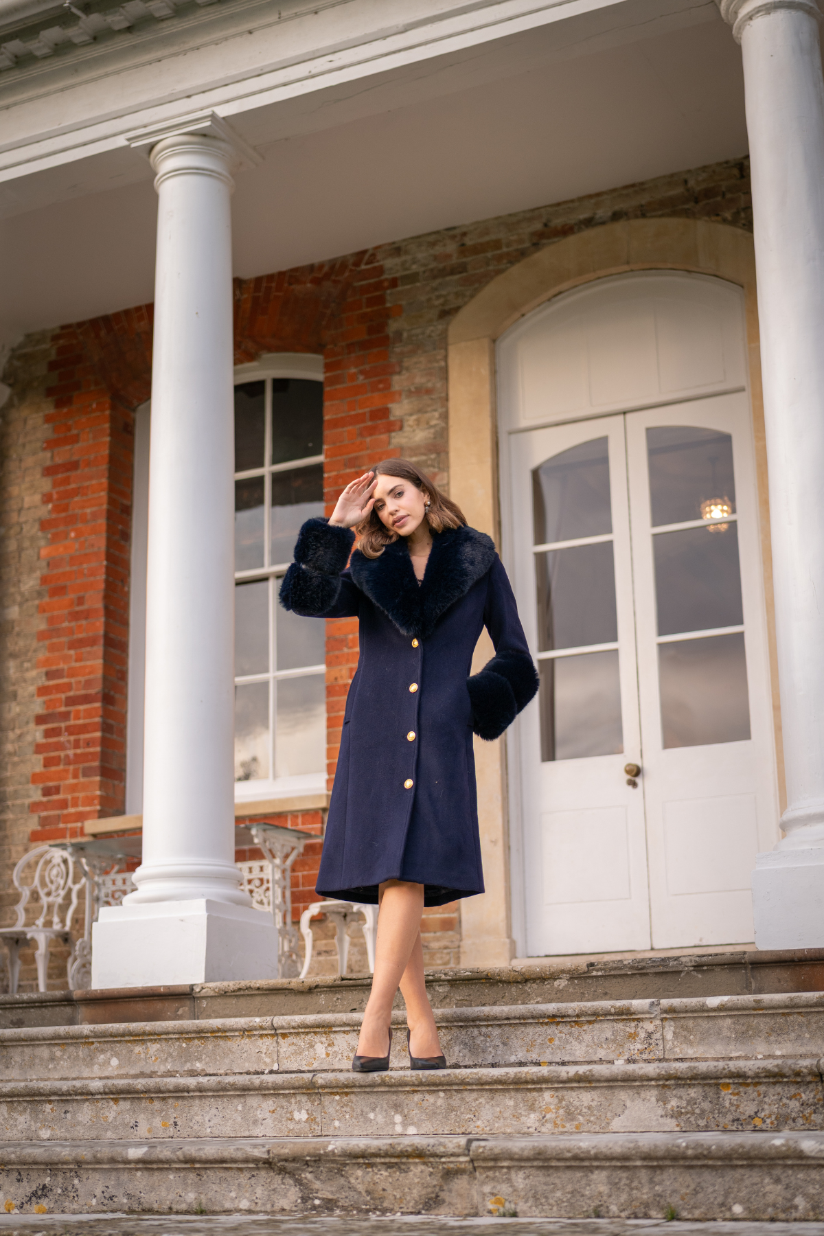 Huntley Cashmere Coat Navy