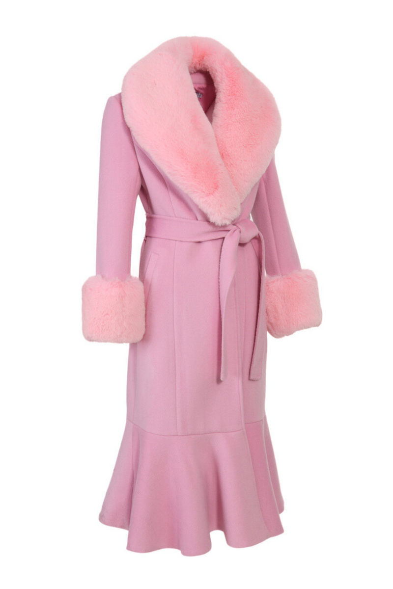 Westminster Cashmere Peplum Coat Baby Pink