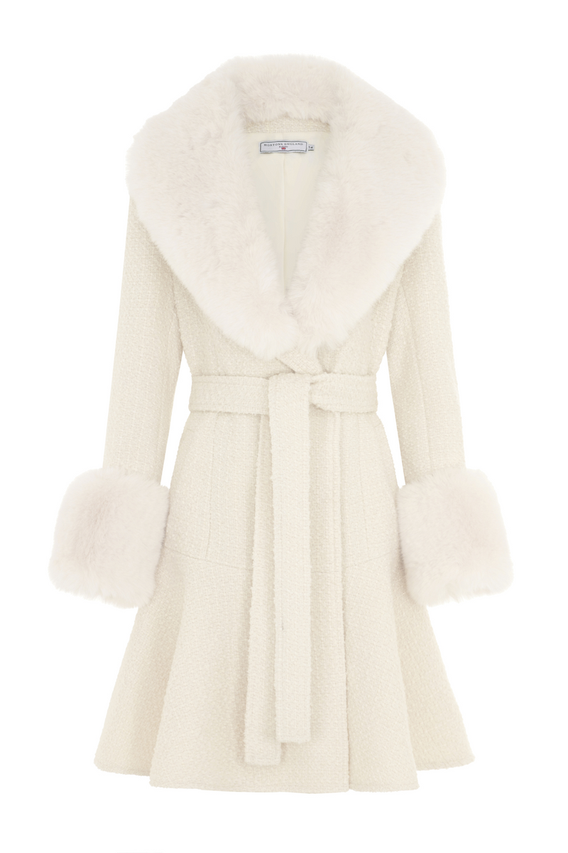 WOLF & BADGER EXCLUSIVE Mini Westminster Coat White Tweed