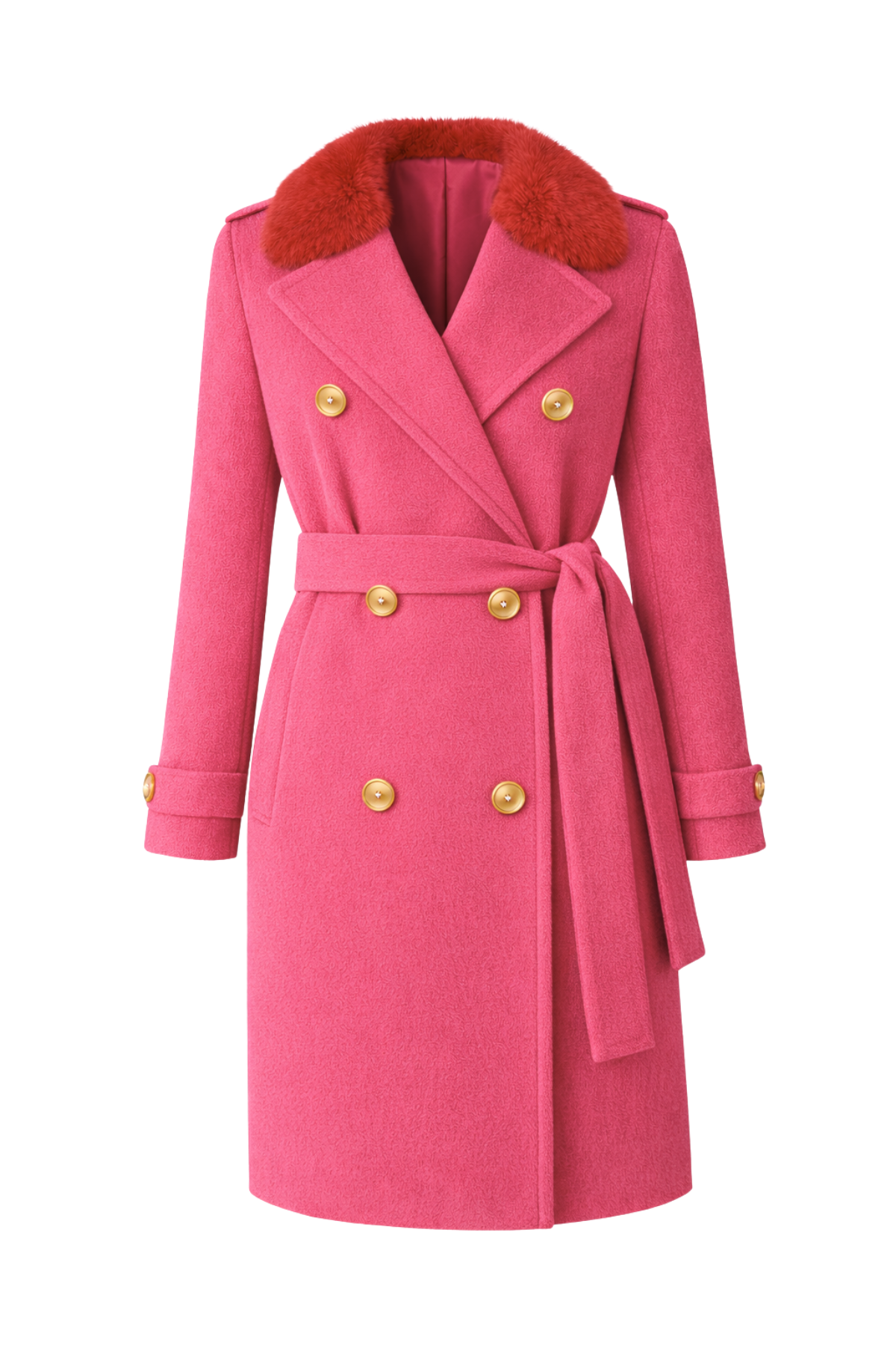 Islington Cashmere Double Breasted Coat Hot Pink