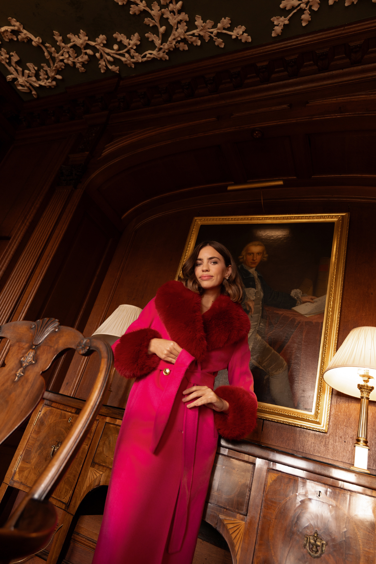 Richmond Cashmere Coat Hot Pink & Red