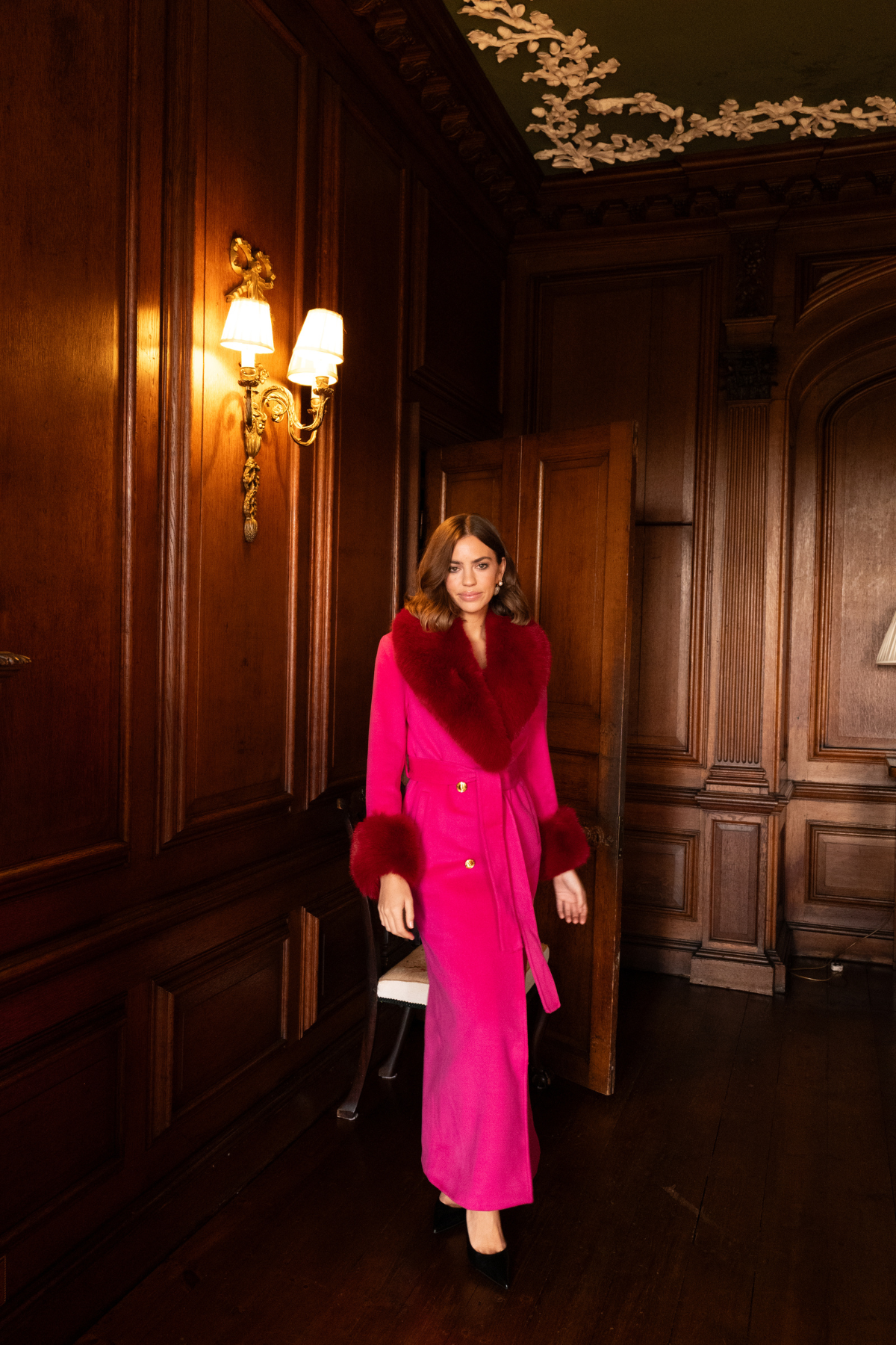 Richmond Cashmere Coat Hot Pink & Red