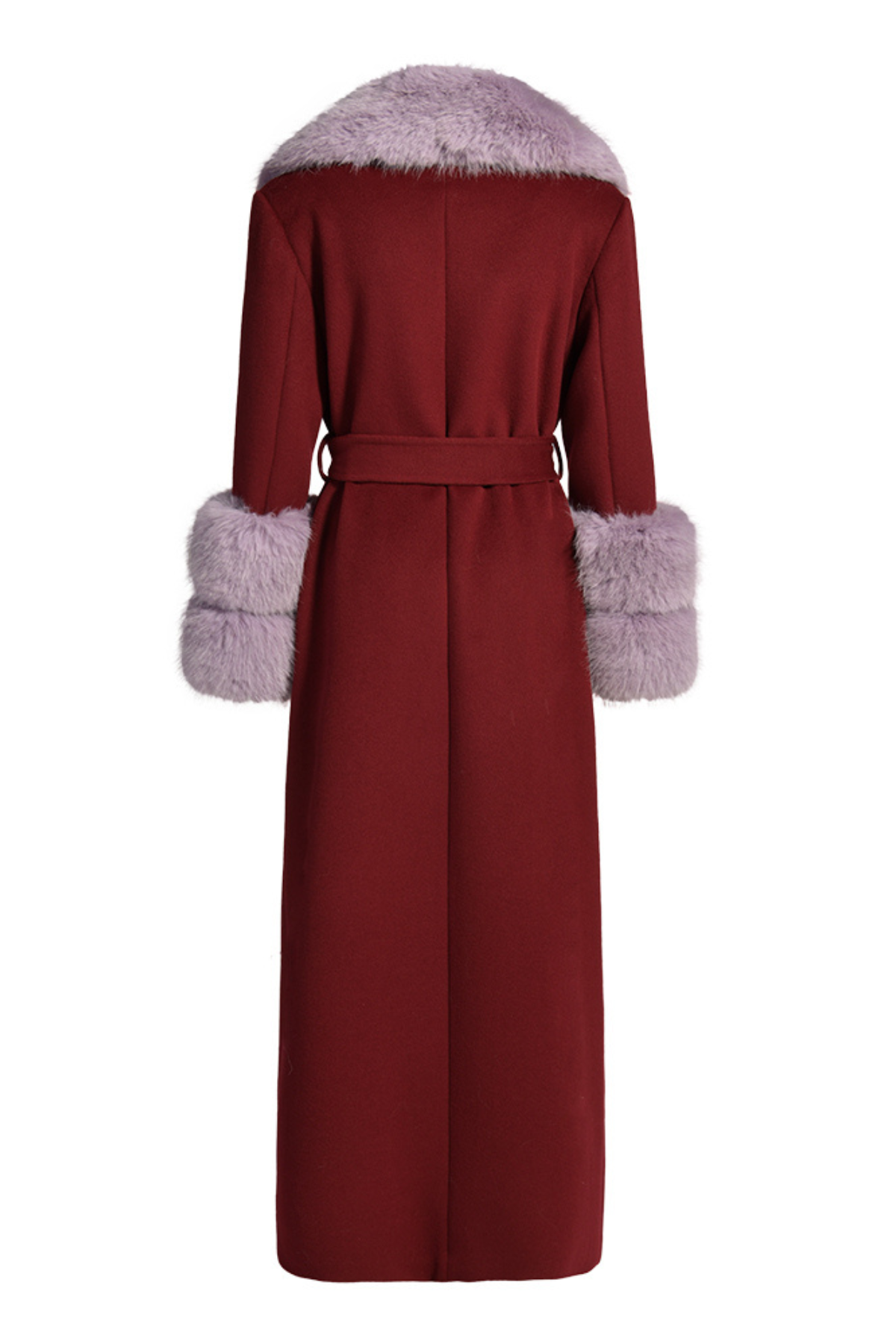 Mayfair Cashmere Coat Burgundy Lavender Fur