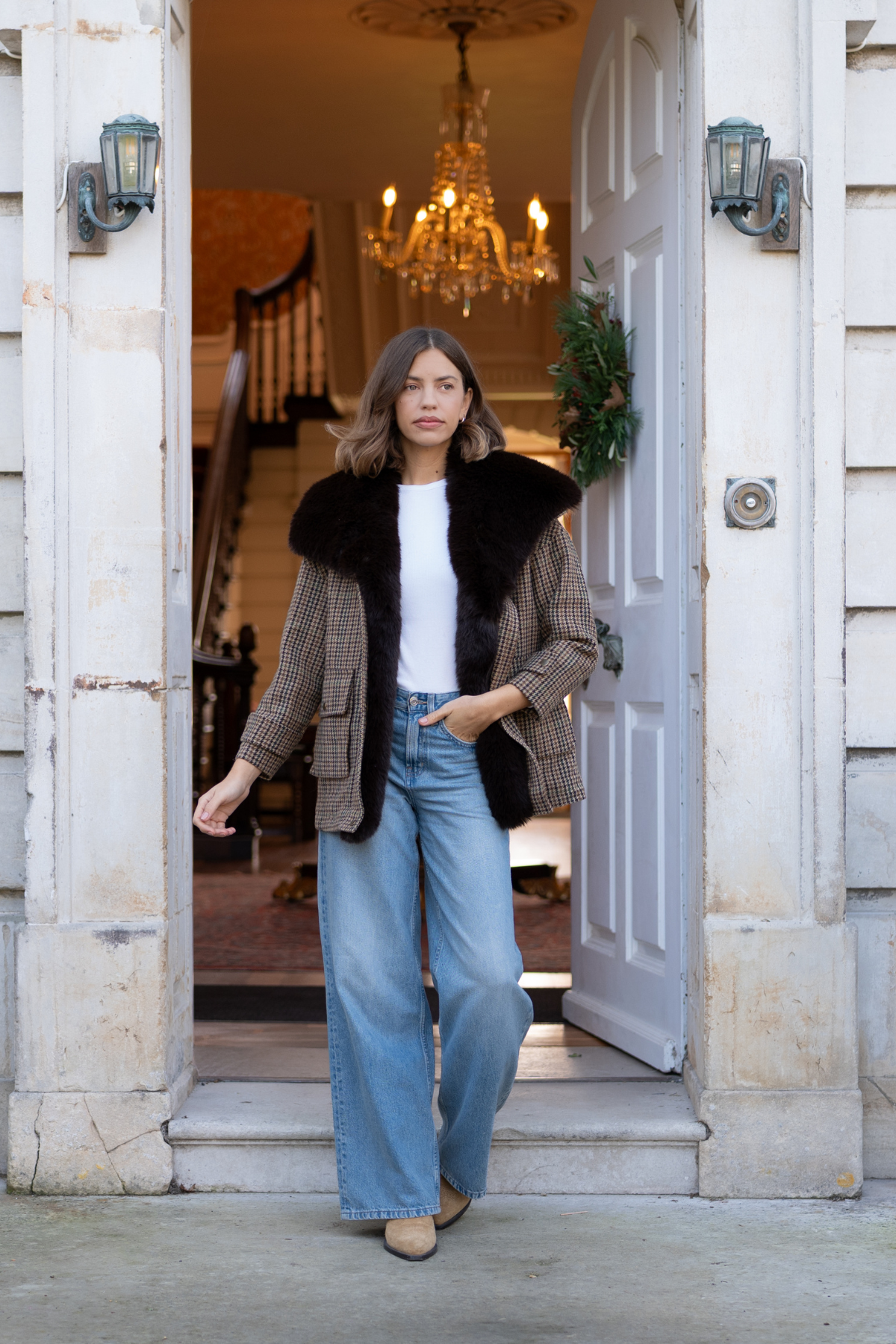 Ashford Tweed Faux Fur Jacket