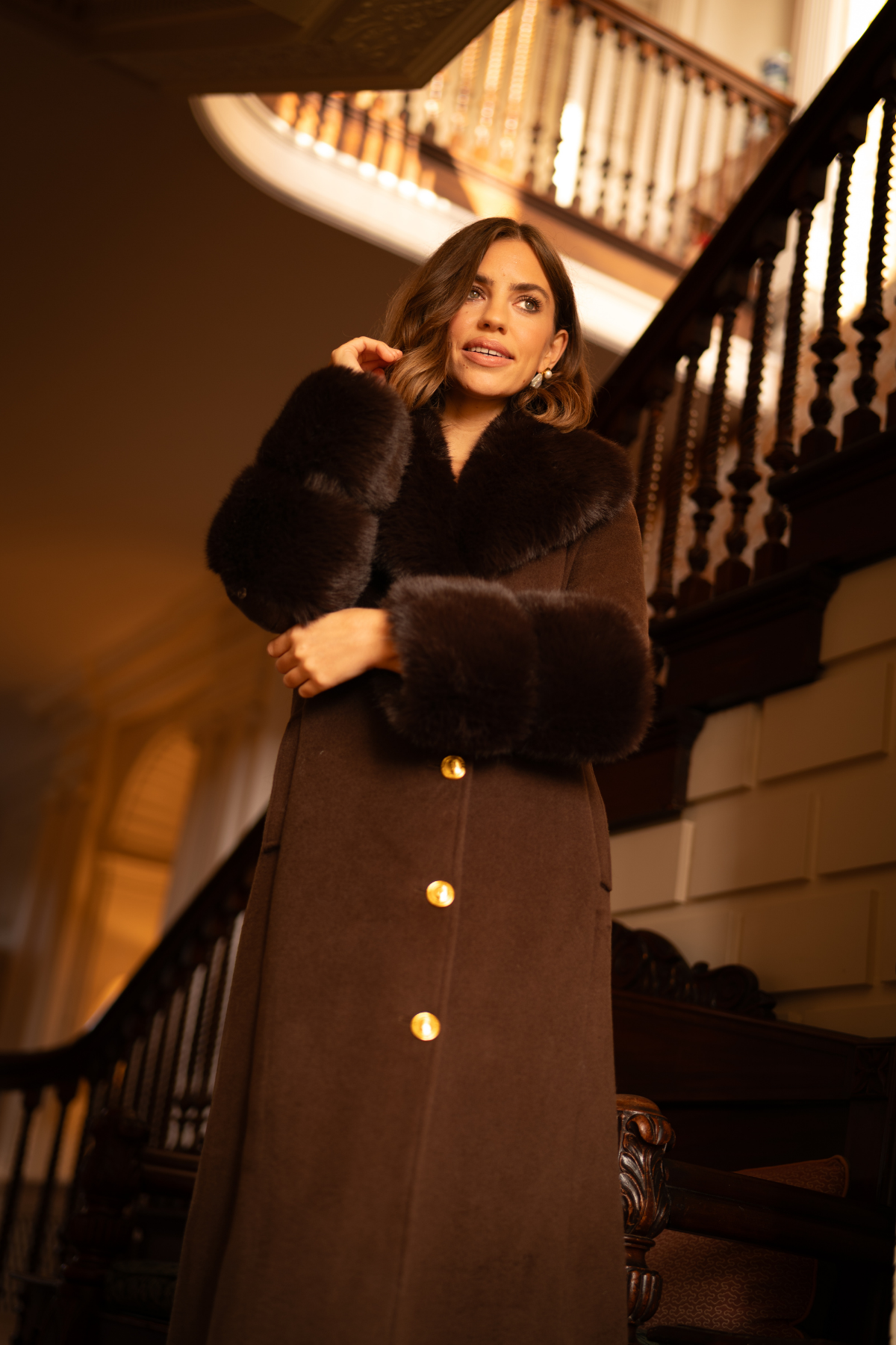 Huntington Cashmere Coat Chocolate Brown