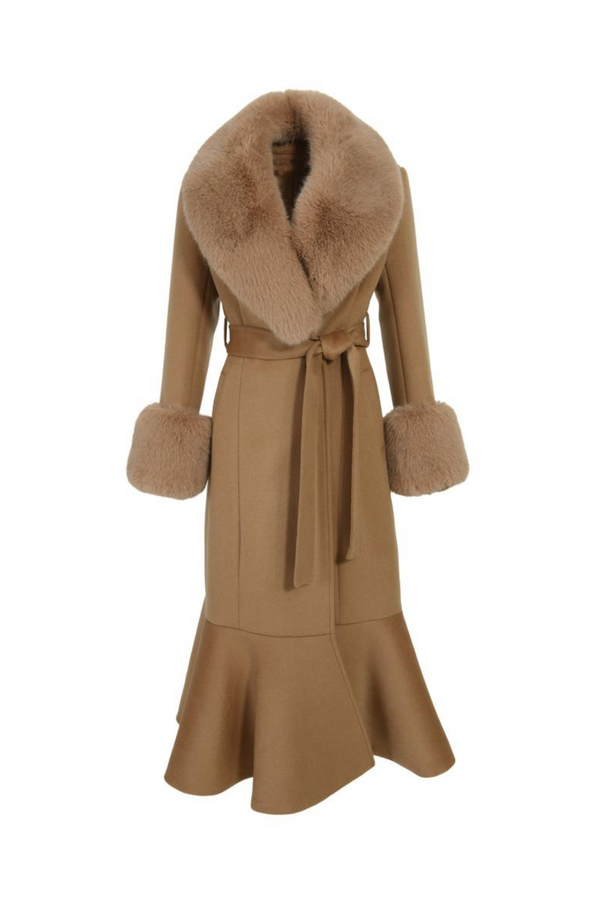 Westminster Cashmere Peplum Coat Tan