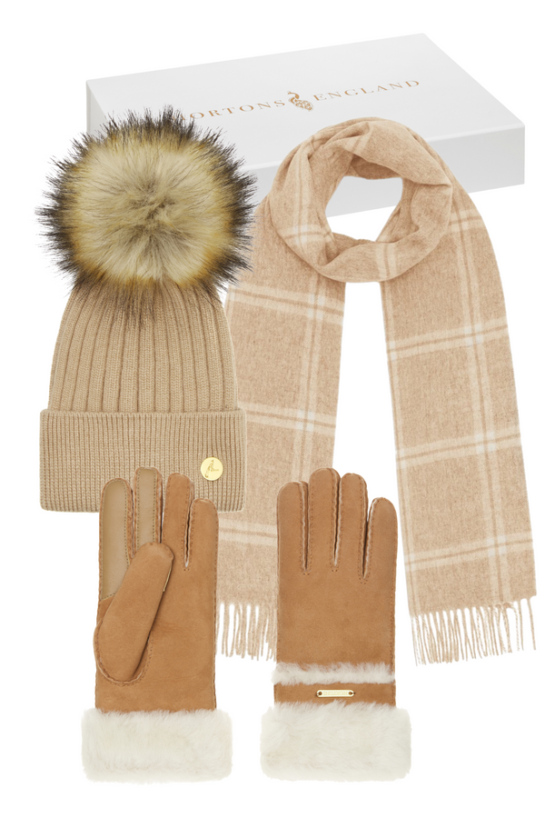 The Tan Gift Box: Hat, Glove & Scarf