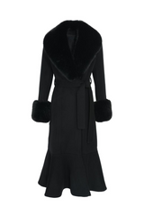 SAMPLE Westminster Cashmere Peplum Coat Black Size 10,14
