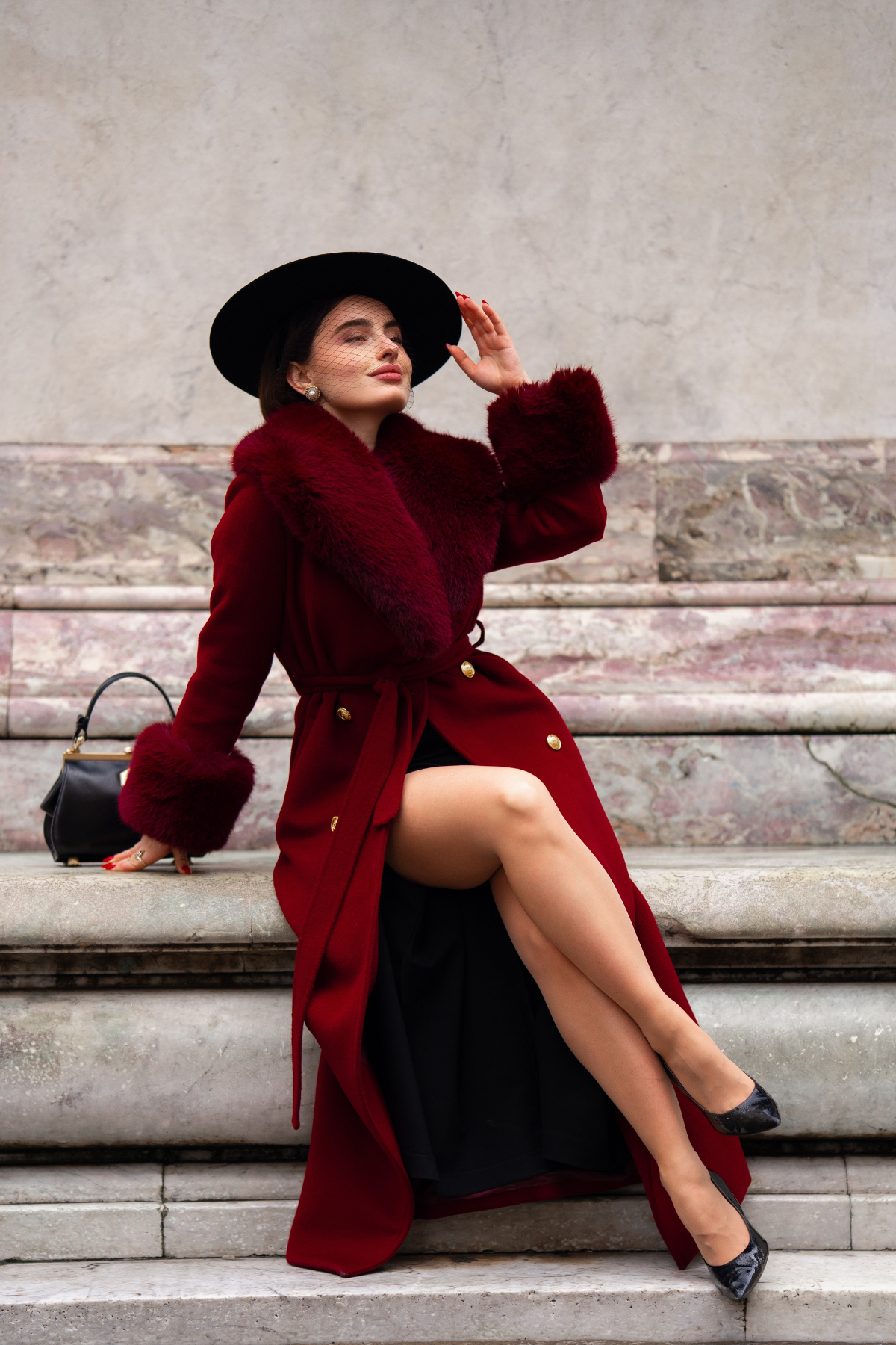 Mayfair Cashmere Coat Burgundy