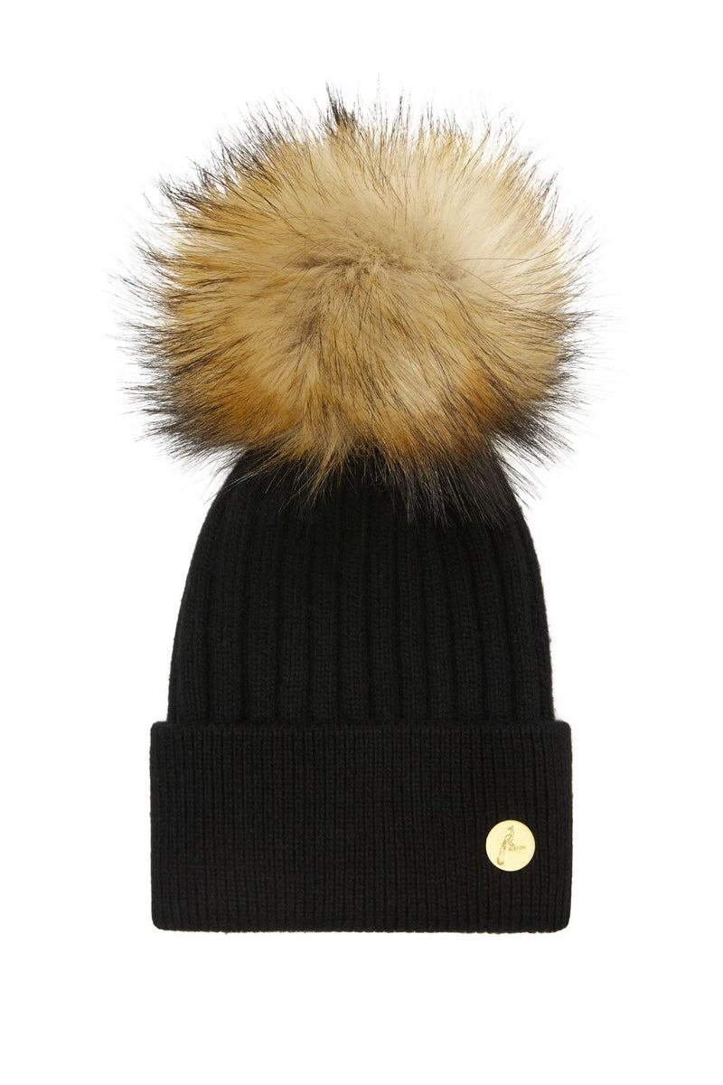 Arundel Cashmere Pom Pom Hat - Black