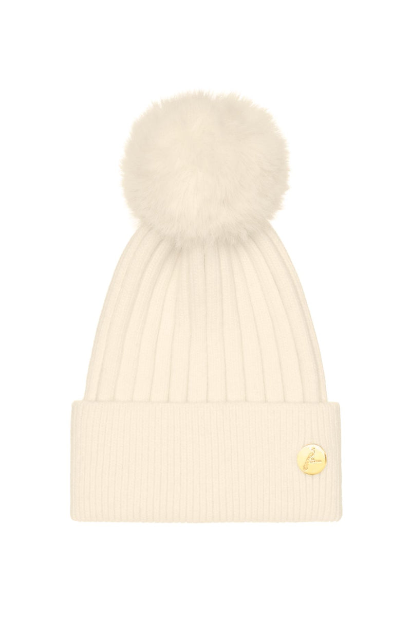 Meribel Cashmere Pom Pom Hat - Cream/Cream