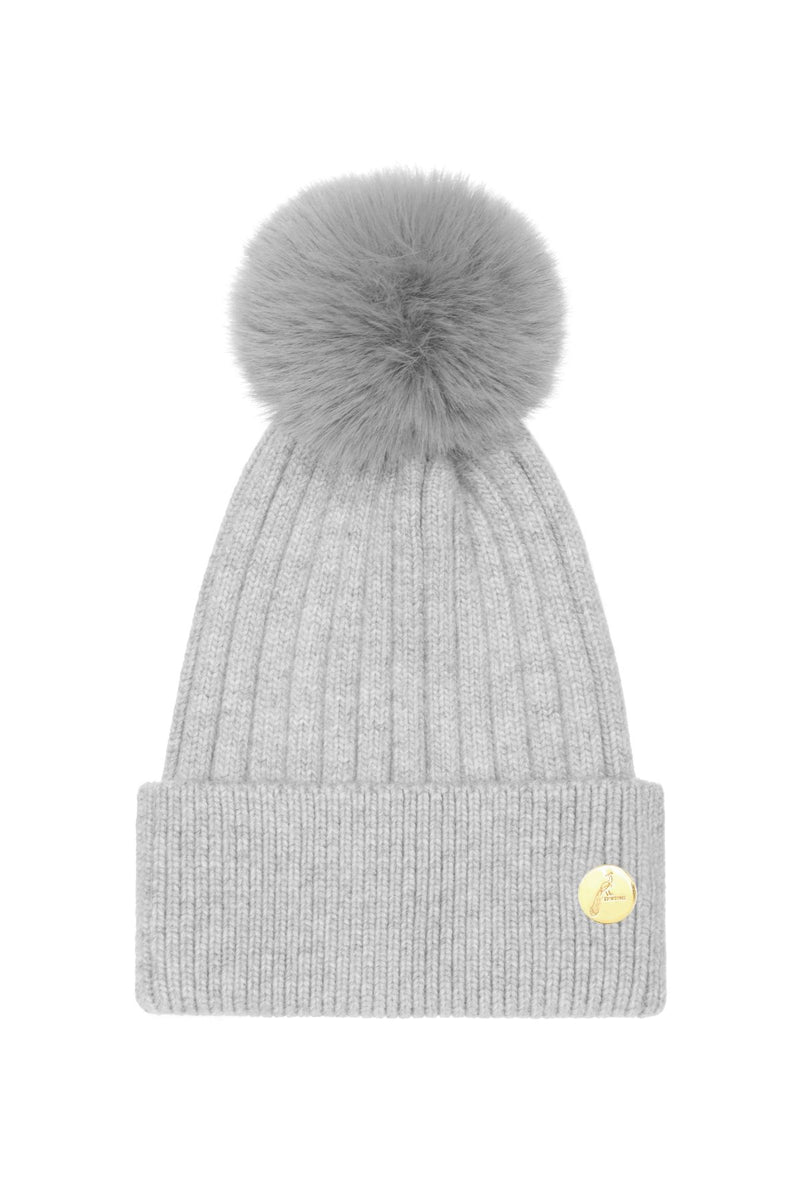 Meribel Cashmere Pom Pom Hat - Lt Grey/Lt Grey