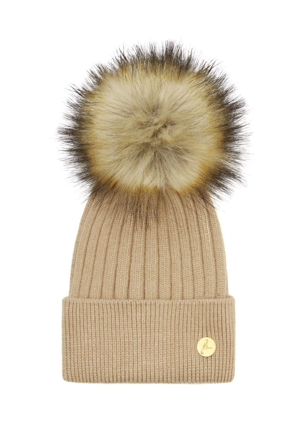 Arundel Cashmere Pom Pom Hat Tan