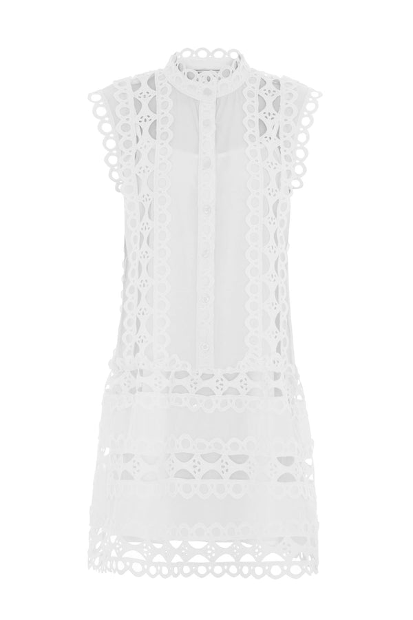 Capri Mini Broderie Lace Dress White