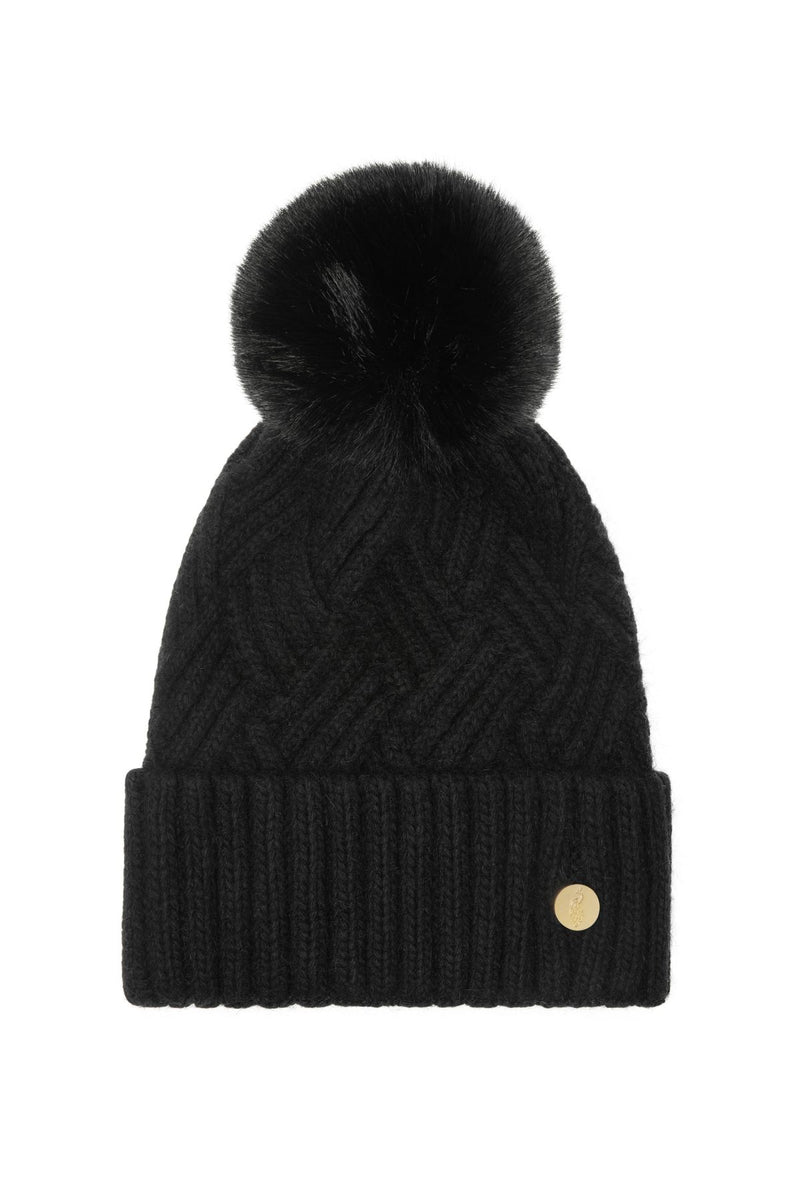 Chamonix Cashmere Pom Pom Hat - Black