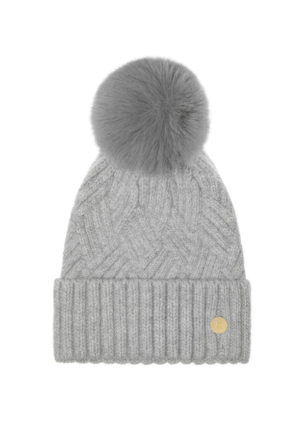 Chamonix Cashmere Pom Pom Hat - Light Grey