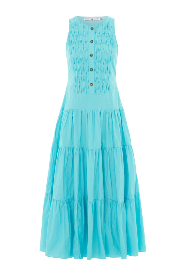 Hatfield Diamond Ruched Midi Dress Turquoise