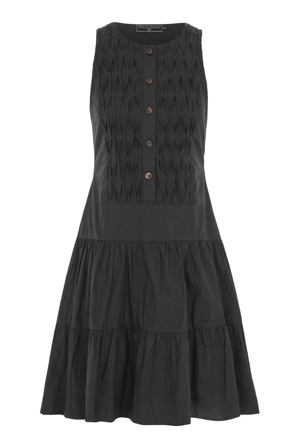 Hatfield Diamond Ruched Midi Dress Black