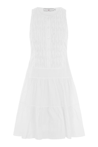 Hatfield Diamond Ruched Midi Dress White