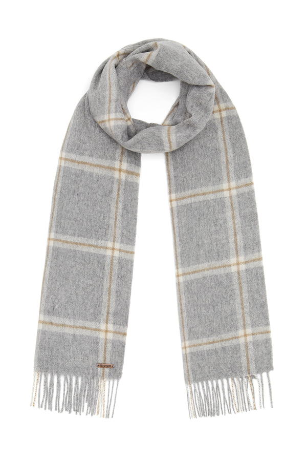 Tartan Wool Scarf - Grey