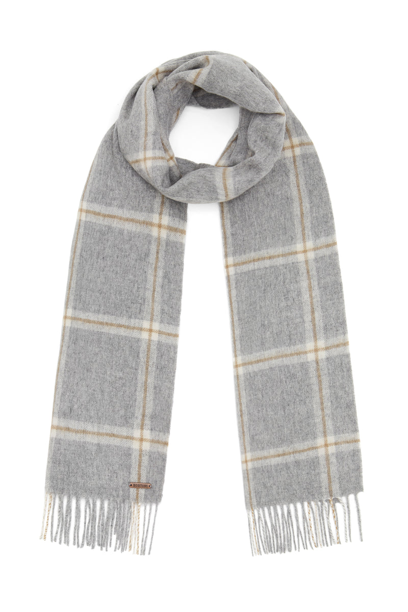 Tartan Wool Scarf - Grey