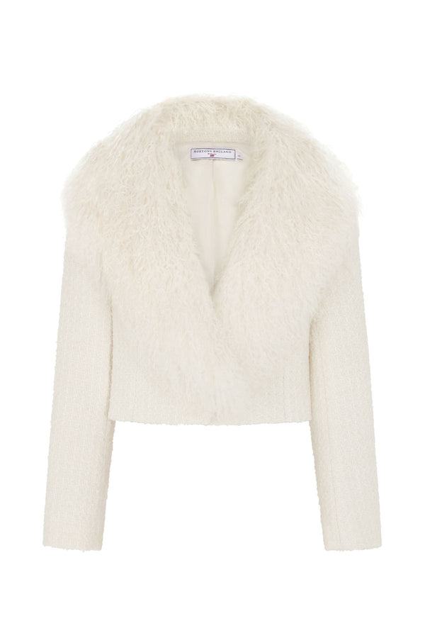 Valencia Cropped Jacket White Tweed