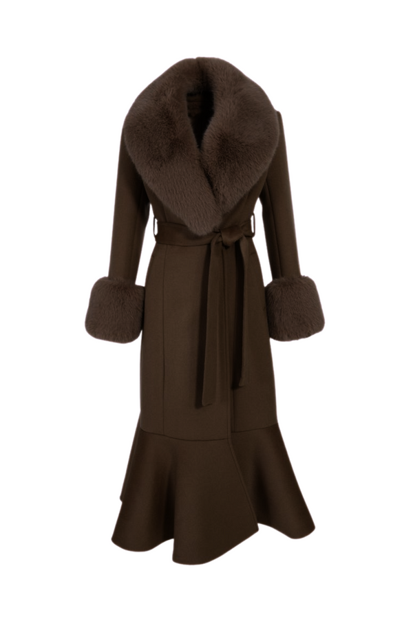 Westminster Cashmere Peplum Coat Chocolate